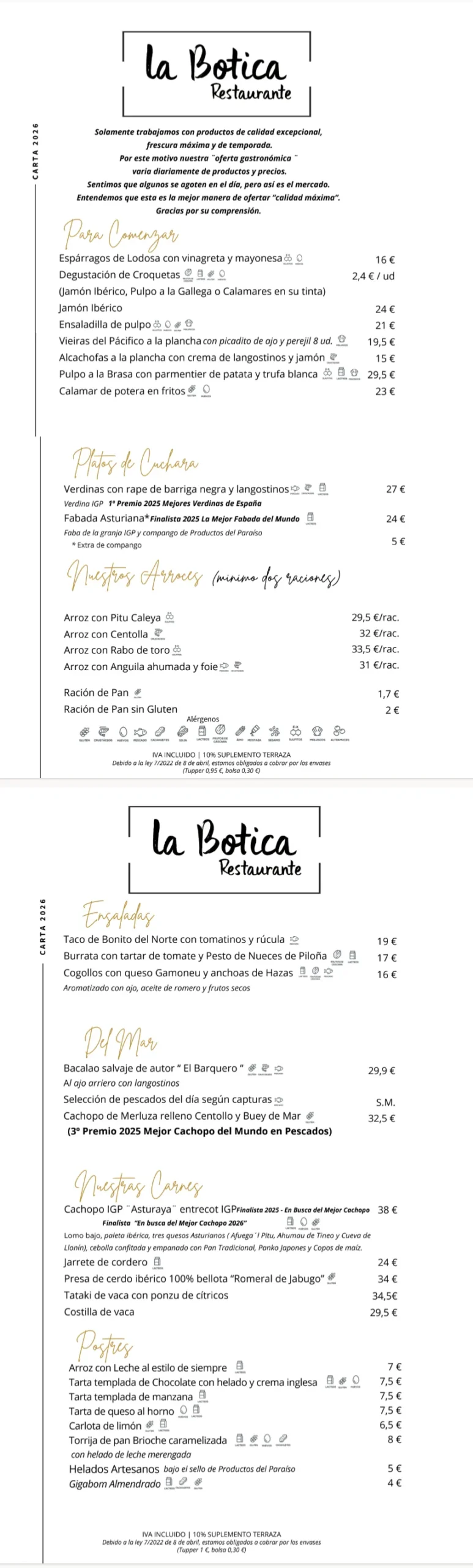 carta botica lastres